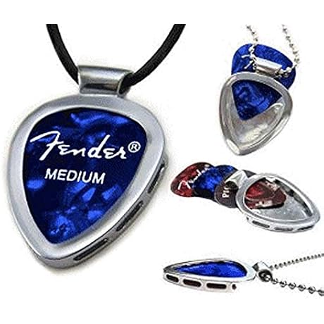 PickBay Stainless Steel Guitar Pick Holder w BLACK LEATHER ADJ CORD Guitar...