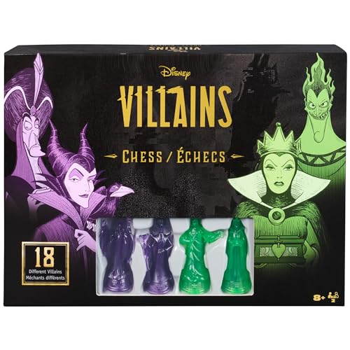 Spin Master Games, Disney Villains Chess Set for Adults & Kids, Play as Classic Disney Characters Ursula, Hades, & More, STEM Activity, Valentine's Day Gifts for Couples, 2 Players, for Ages 8 & Up