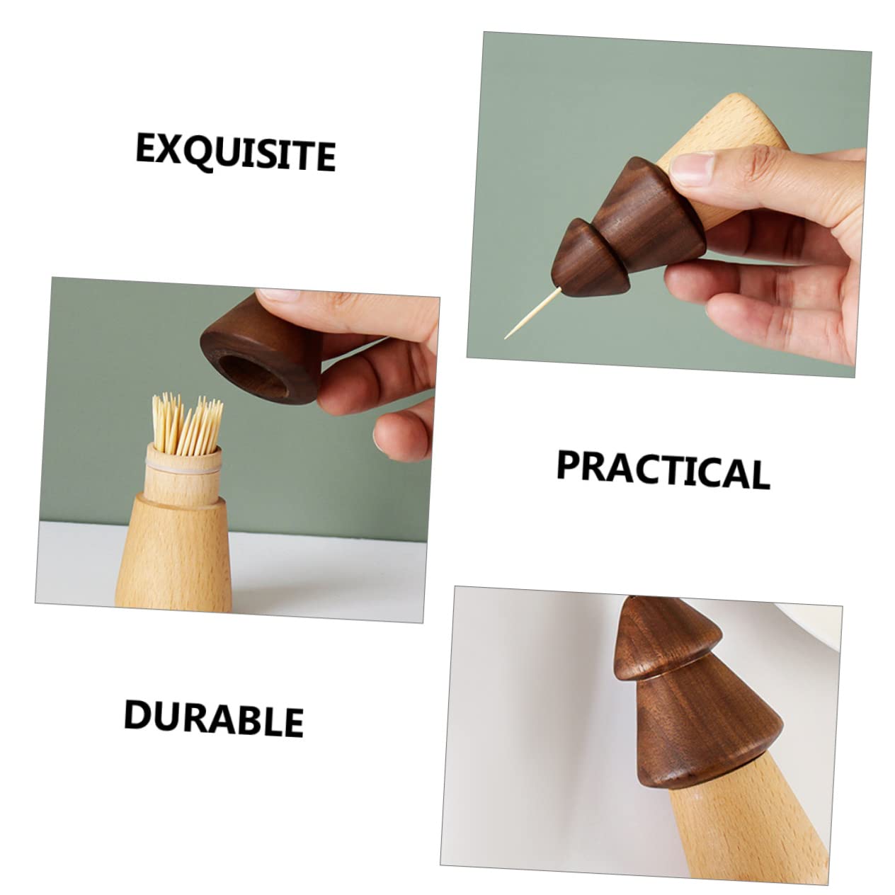 GRIRIW Wooden Toothpick Holder Household Toothpick Holder Wooden Toothpick Jar Walnut Portable Toothpick Holder