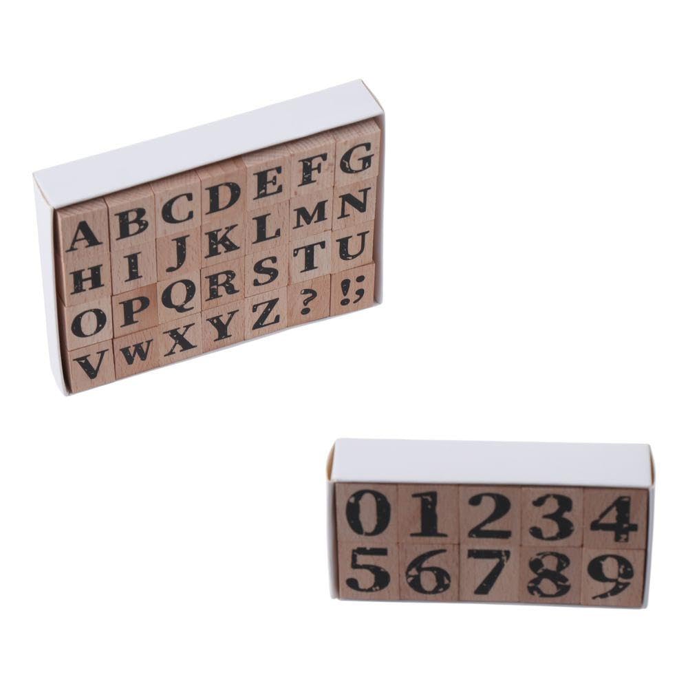 Alphabet-Stempel-Set, Alphabet-Gummistempel, Vintage, Holzgummi, A-Z, Buchstaben, Zahlen, Stempel für Bastelarbeiten, Buchstaben, DIY-Karten, Scrapbooking, 38 Stück