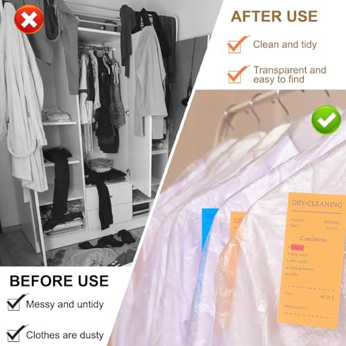 25 Pack Garment Bags, 60 * 120cm Clothes Covers Protector Bags, Moth Proof Suit Cover Plastic Waterproof for All Clothes (Transparent) - Image 4
