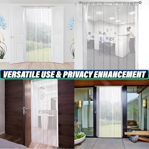 Image of Kuber Industries Polyvinyl Chloride AC Curtain|Rings & WaterProof Material|Size 274 x 134 x 1 CM (Transparent),Printed,Grommet Curtains