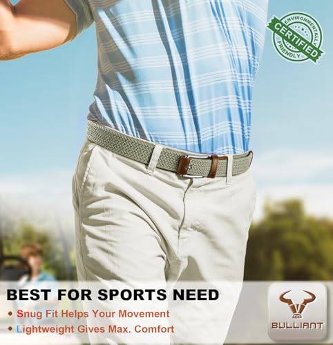 Image of BULLIANT Belt for Men 2Pack,Mens Gift Stretch Braided Web Belt Elastic for Casual Golf Jeans,1 3 /8 inch