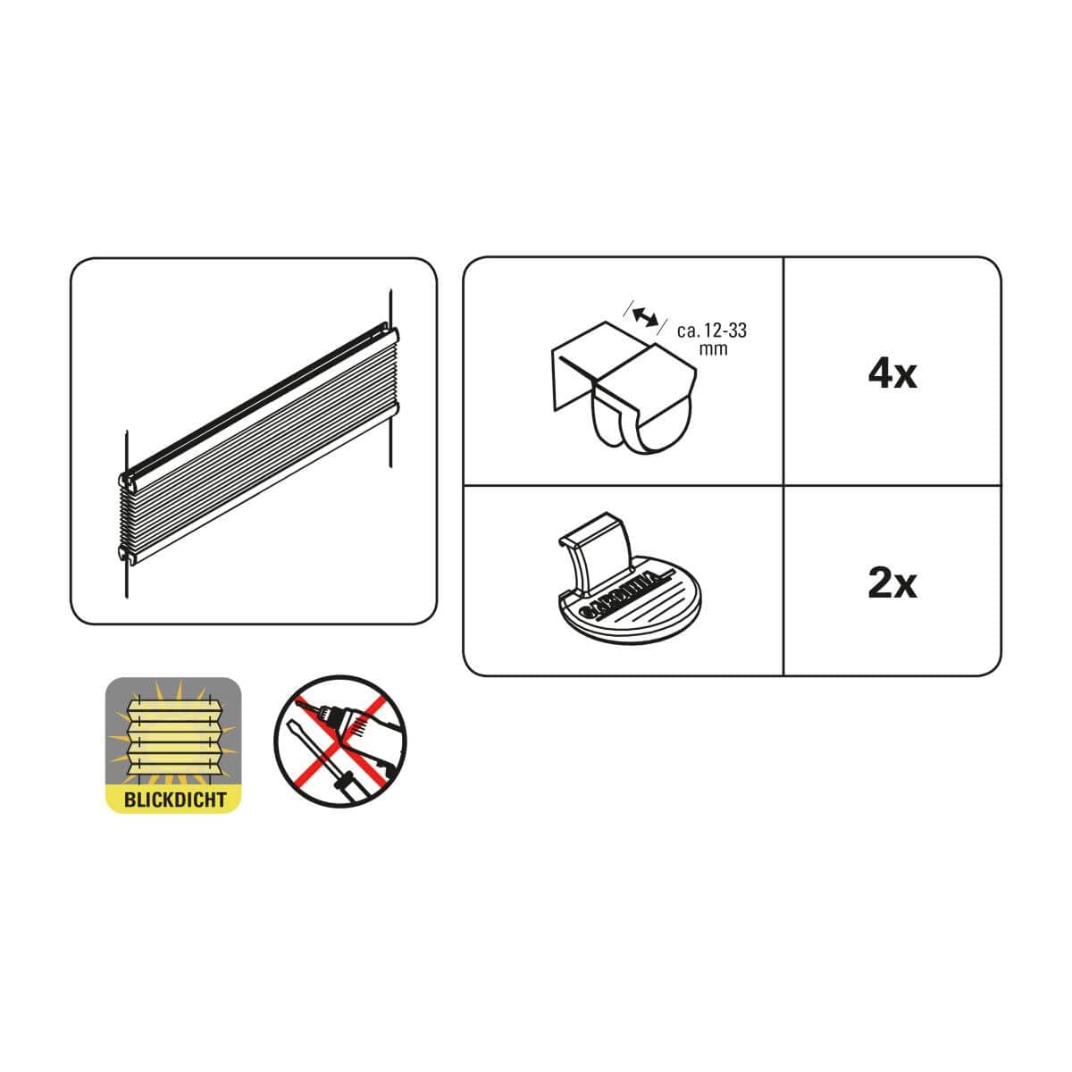 EASYFIX Plissee Pia zum Klemmen, Grau, 90 x 130 cm, ohne Bohren, blickdichter Sichtschutz für Fenster und Türen