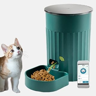 SIKAI Distributeur de Croquettes pour Chat et Chien Automatique 3L Connecté WiFi avec Smartphone Distributeur de Nourriture Portions Ajustables avec Minuterie ( Vert Foncé )