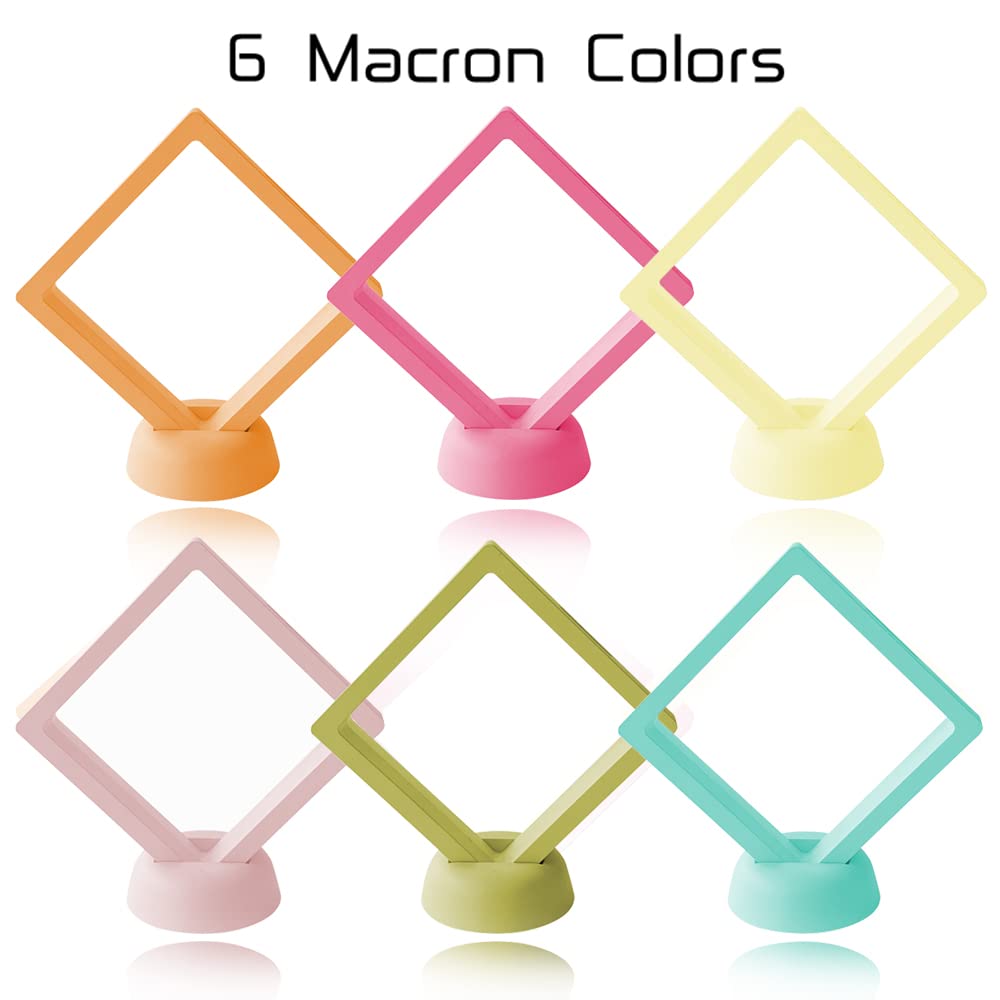 6 PCS 3D Floating Frame Display Holder Stands, Coins Display Case Travel Portable PE Film Jewelry Storage Box Transparent Display Organizer for Challenge Coins, AA Medallions, Gems 2.7/4.33 IN (2.7in)