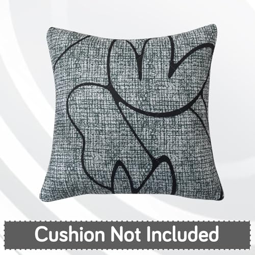 Image of HOKIPO 'Elira Series' Printed Quilted Cushion Cover for Sofa 16x16 Inches, Set of 2, Intense Grey Abstract Floral (AR-6231-C2*2)