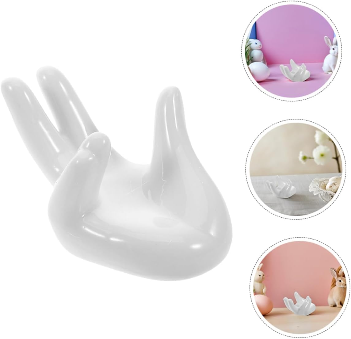 Unomor 6Pcs Hand Shaped Ceramic Egg Cup Holder Porcelain Stand for Hard Boiled Easter Eggs Unique Kitchen Decor Creative Display Easy to Clean Egg Rack