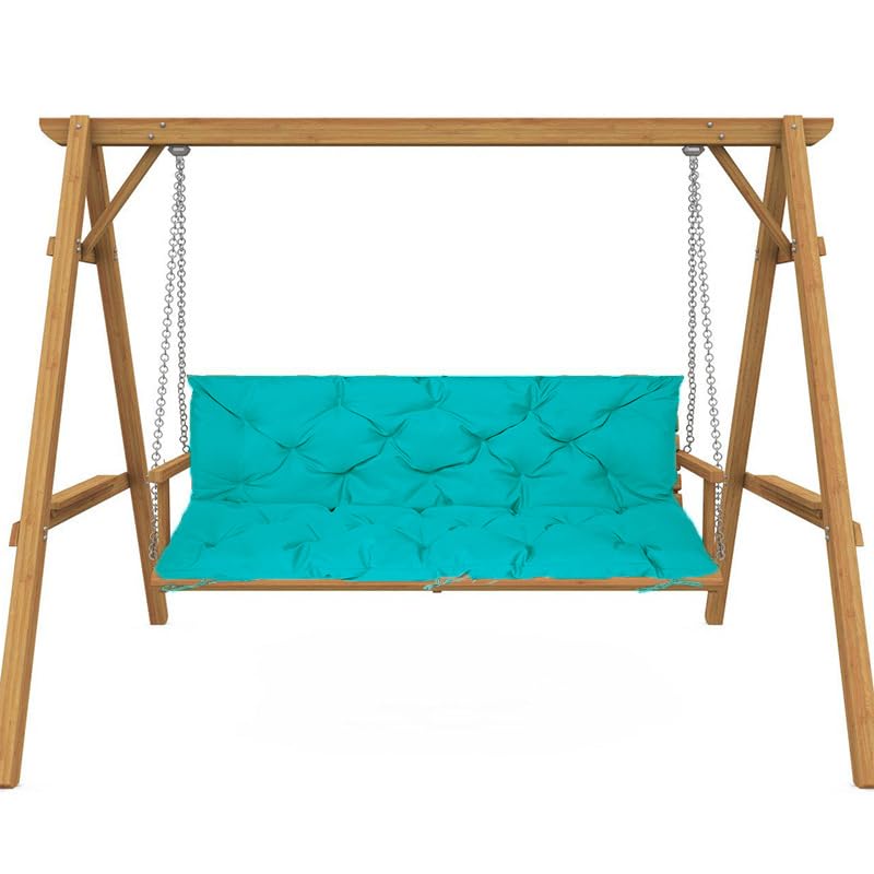 Cojín impermeable para columpio de 2/3 plazas con respaldo, 100 cm, asiento de repuesto para patio, terraza y tumbona, color azul cielo