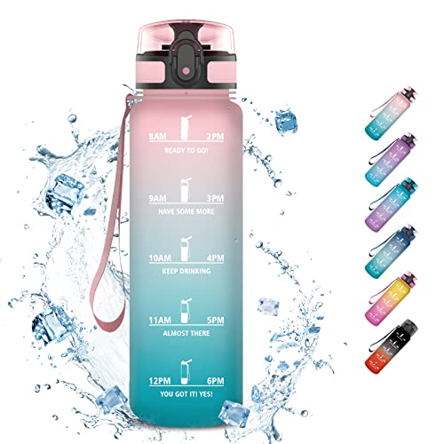 Grsta Bouteille sport - Bouteille 1000ml, Bouteille sans BPA, Bouteille voyage, Bouteille d'eau Postuler à École, Camping, Faire du vélo, Courir, Des sports, Aptitude Cover