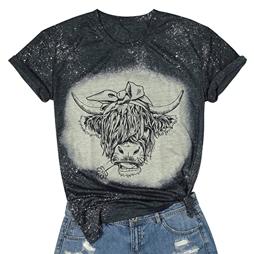 Cow Shirt Women Cute Cattle T-Shirt Vintage Western Short Sleeve Tops Farm Life Animal Graphic Tee2