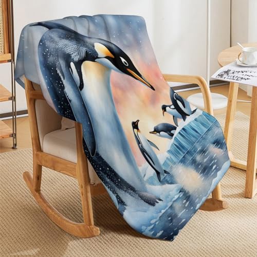 Couverture pingouin en flannel 130×180cm lavable pour le lit - 7