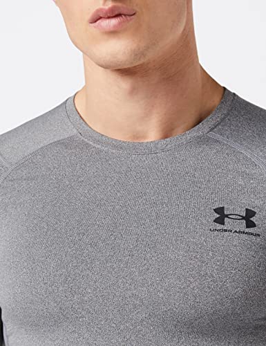 Under Armour Herren ColdGear Armour Fitted Crew T-Shirt, Herren, T-Shirt, 1366068-020, Charcoal Light Heather/Schwarz (020), M Groß – Ansicht 3