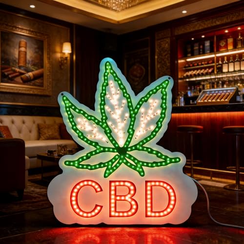 Image of CBD LED Neon Sign for Shop Window - Bright Green CBD Light Sign for Smoke Shop, Vape Store, Dispensary Wall Decor