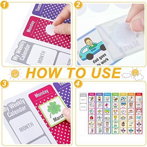 264 Piece Visual Schedule Cards - Daily Routine & Chore Chart for Autism, Toddlers & Kids - Wall Planner with Week Schedule & 299 Hook & Loop Dots - Image 5