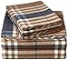 Pinzon 160 Gram Plaid Flannel Sheet Set - Queen, Brown Plaid
