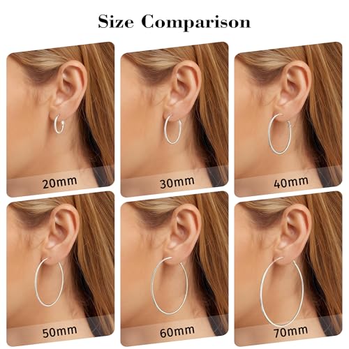 Image of DAILY VIBES Simple Big Thin Hoop Earrings for Women Trendy, 3 Pairs | 925 Sterling Silver Post Large Hoops, 14K Gold or Silver Plated Loop, Hypoallergenic Hoop Earrings Set