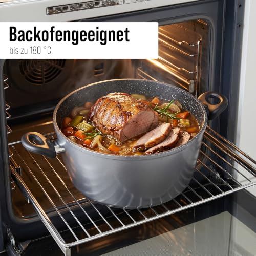 STONELINE XXXL Aluguss Kochtopf 32 cm, Großer Topf mit Deckel 10,6 L, Antihaft beschichtet mit echten Steinpartikeln… – Ansicht 5