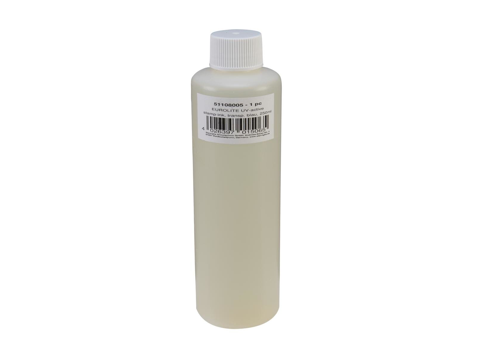 EUROLITE UV-aktive Stempelfarbe, transparent blau, 250ml | UV-aktive Stempelflüssigkeit