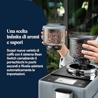 De’Longhi Rivelia – Perfetto Macchina da Caffè Automatica, LatteCrema Montalatte Automatico, 16 Bevande in un Solo Tocco, Display Touch a Colori, Contenitori Intercambiabili, Grigio (EXAM440.55.G)