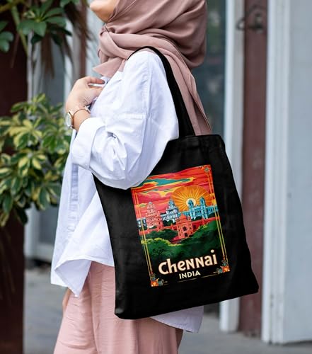 Image of ZORI Black Tote Bag With Pocket Printed Designed Canvas Tote Bags For Women large capacity,Tote bag For Shopping, College, Travel, More Canvas Handbag For Unisex Bag