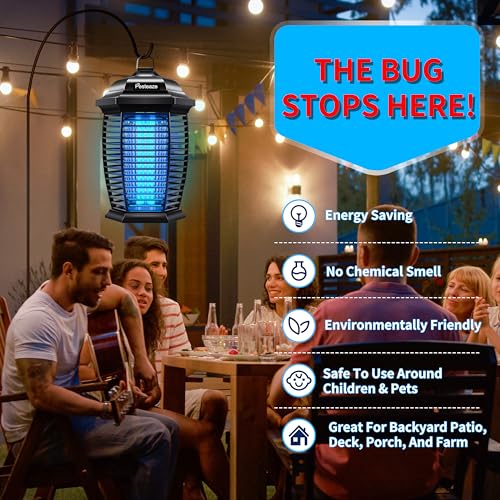 Pesteaze BUGZ001 4600V Instant Killing Bug Zapper Outdoor Waterproof, 10Ft Power Cord, 20W Electric Insect, Fly & Mosquito Zapper Killer With (1) Extra Replacement Bulb, Weatherproof Abs Plastic Shell thumb #6