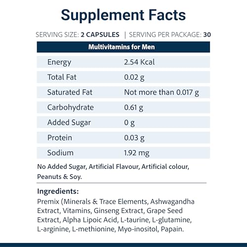 Image of SupaSupp He's Active - Multivitamin For Men | All Round Nutrition For Your Wellbeing | Health Supplement | 60 Veg Cap, 500 mg