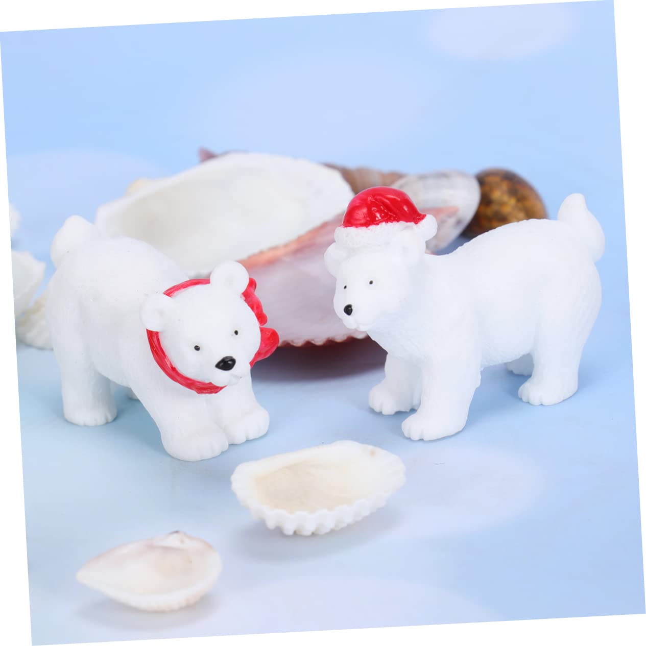 Ciieeo Elegante Decorazione Natalizia a Forma di Orso in Miniatura 6 Pezzi Ornamenti in Resina Stili multipli