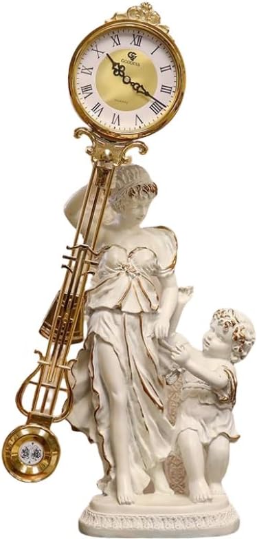 Mantel Clocks Mantel Clock, Grandfather Home Decor Home Art Pendulum Clock, Desktop Floor Standing Clock Ornament(White)