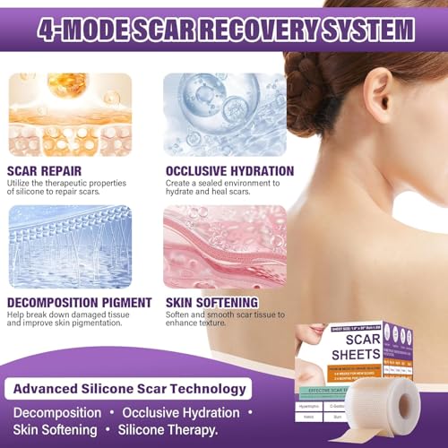 Image of Silicone Scar Sheets, Medical Grade Silicone Scar Tape for Surgical, Hypertrophic, Keloid, C-Section, Burn, Old & New Scars, Reusable Professional Scars Removal Sheets (1.6 inchX 120 inch Roll-3M)