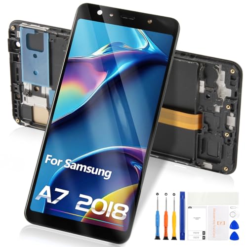 Schermo per Samsung Galaxy A7 2018 A750 LCD Display, per Samsung Galaxy A7 2018 Display Touch Screen Digitizer Glass Ricambio Replacement Assemly SM-A750 A750F A750FN A750N A750G (con Cornice)