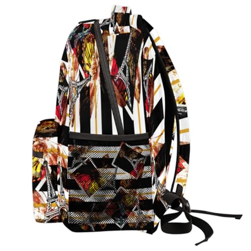 Sac à dos tour Eiffel papillon grand volume avec compartiment ordinateur