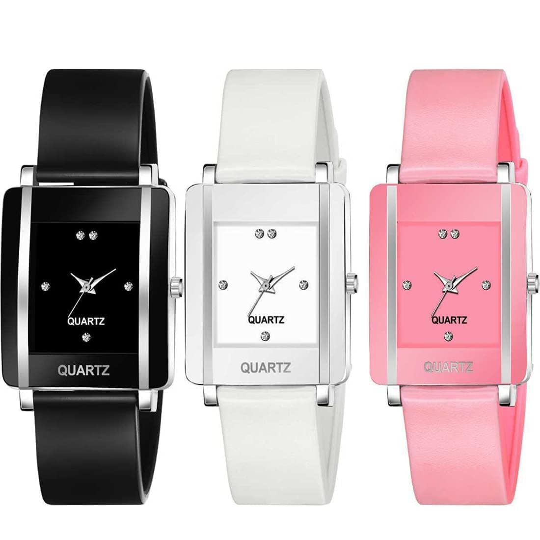 KE GALLERY Women and Girls Analog Rectangular Diamond Dial Leather Strap Watch Pack of 3 (KM-2001-Multi) (B0CD76GLJV) Amazon Price History, Amazon Price Tracker