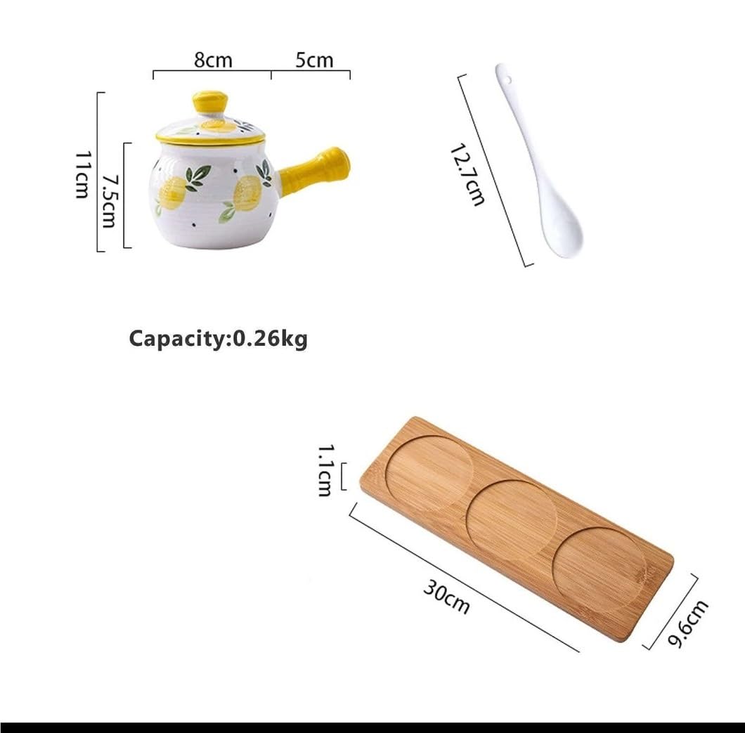 Tarro para especias, Juego de tarros cerámica for condimentos y especias con asa tapa, cuchara recipiente for cocina(C)
