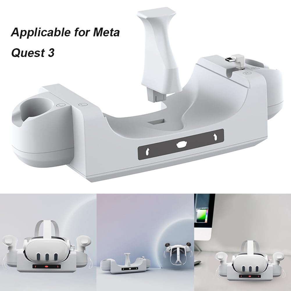Base de carga VR para Meta/Oculus Quest 3 Soporte de carga para auriculares VR para controladores Oculus Quest 3 Estación de carga con luz indicadora Soporte de carga para Quest 3