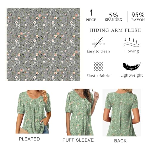 POPYOUNG Women's Tunic Loose Fit Dressy Blouse Ladies Elbow Sleeve Tops Wear with Leggings4