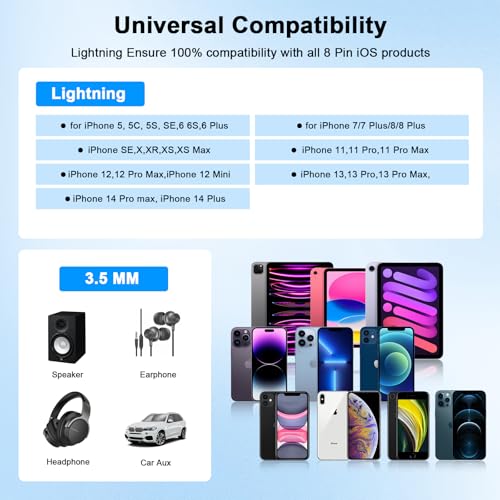 Image of [Apple MFi Certified] 5 Pack Lightning to 3.5 mm Headphone Jack Adapter, iPhone Aux Adapter Converter Dongle Audio Cable Compatible with iPhone 14 13 12 11 X XS 8 7