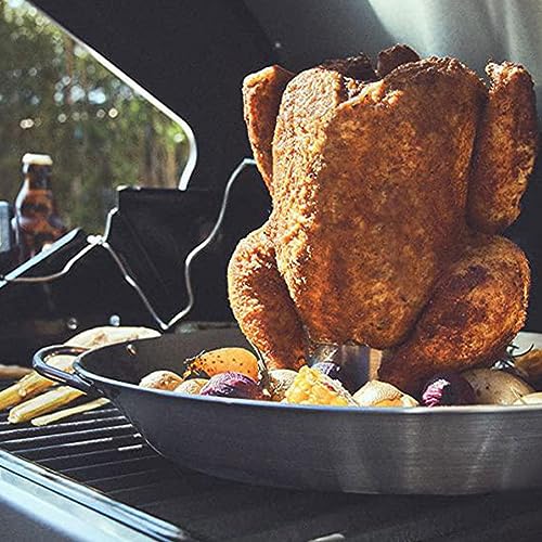 Soporte de pollo de acero inoxidable con base estable para barbacoa vertical 4
