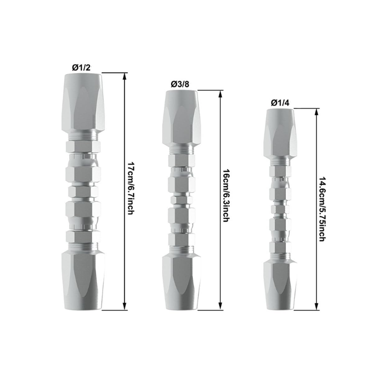 Kit de réparation de tuyau hydraulique 3 pièces 6,35 mm, 9,5 mm, 1,27 cm, raccords réutilisables 4000 PSI pour tuyaux R2, R16, R17, R19 à 2 fils - 2