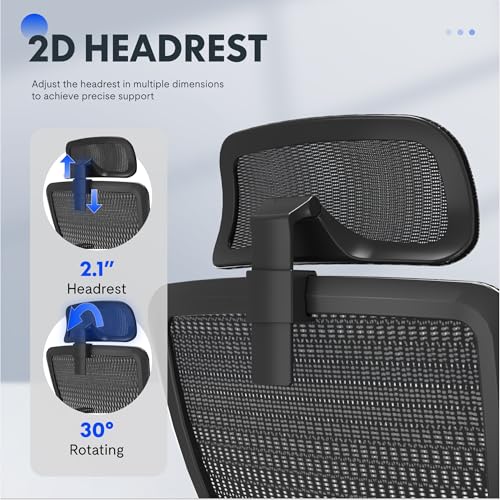 Image of FLEXISPOT Ergonomic Office Chair with Footrest, Mesh High Back Computer Chair, Home Office Desk Chairs, with Adjustable Lumbar Support /2D Headrest /Reliable Base, Elastic Foam Seat, Black, OC3 Cloud-F