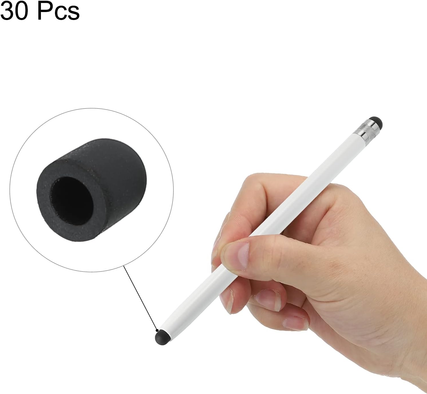 MECCANIXITY 30pcs 5mm Stylus Pen Fine Tips Conductive Rubber Capacitive Touch Screen Pens Tip Soft Universal Replacement