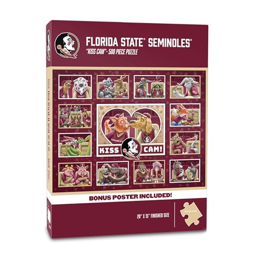 Image of YouTheFan NCAA Florida State Seminoles inchKiss Cam inch 500 Puzzle | 500 Pieces, 15 inch X 20 inch Size, Original Artwork, Humorous Illustrations, Officially Licensed, Fun Fan Gift