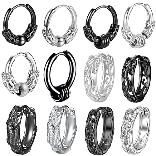 1 par de brincos masculinos de argola de aço inoxidável com personalidade moderna brincos hip hop un