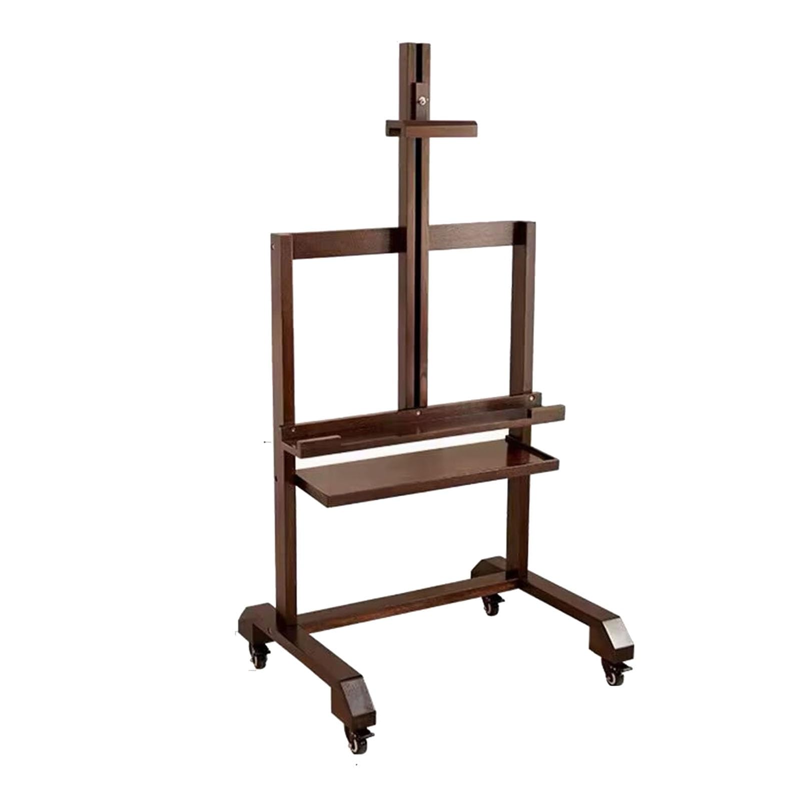 THEGA Solid Wood Adjustable TV Rack - Movable TV Stand With Wheels, Floor Standing Heavy Duty Mobile TVs Cart With Storage Shelf, Conference Room Office Stand TVs Rack Mount(A)