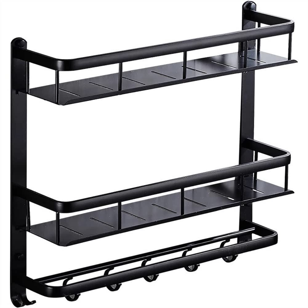 GTFDXJ Shower Caddy 40CM Bathroom Black Shelf Aluminum Bathroom Corner Shelf Bathroom Holder Shower Room Basket Bathroom Accessories