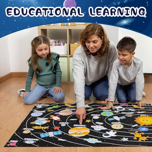 Image of SNOWIE SOFT Solar System Busy Board for Toddlers 1-3, Early Learning Interactive Montessori Busy Board, Sensory Toys for Kids to Develops Hand-Eye Coordination & Cognitive Skills, 115 * 83cm