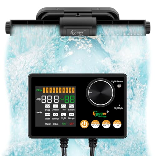 hygger Intelligent Wave Maker for Aquarium, Saltwater Freshwater Circulation Pump Adjustable 6 Waves/Night/Feed/Wireless Connection Mode, Magnetic Holder Display Controller Memory Function (25W)