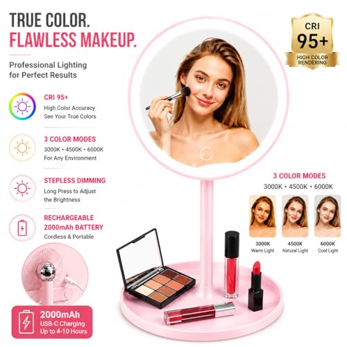 Espejo de Maquillaje 8" con Luz LED Recargable miniatura 2