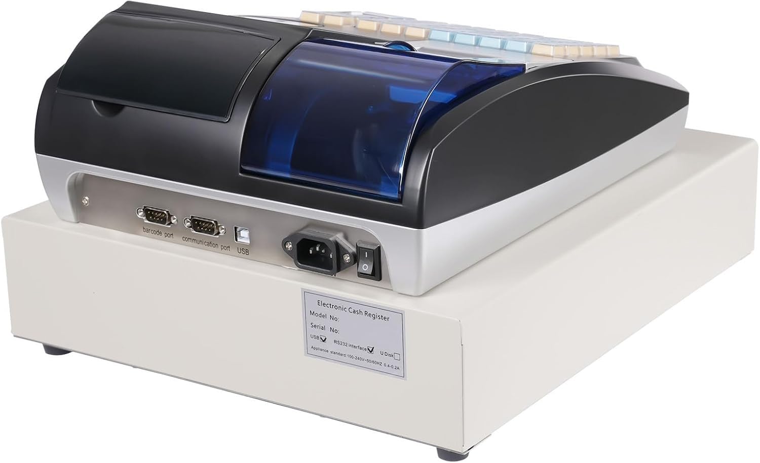 Caisse enregistreuse électronique avec Double écran et imprimante de reçus, 48 ​​Touches, tiroir-Caisse verrouillable for magasins de détail, supermarchés et Restaurants