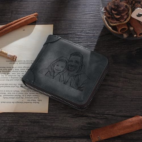 Personalized Photo Wallet for Men Custom Engraved Wallet with Name or Text PU Leather Bifold Wallet with Picture – Unique Gift for Dad, Husband, Son – Father's Day, Birthday Gifts (Styles 6)4